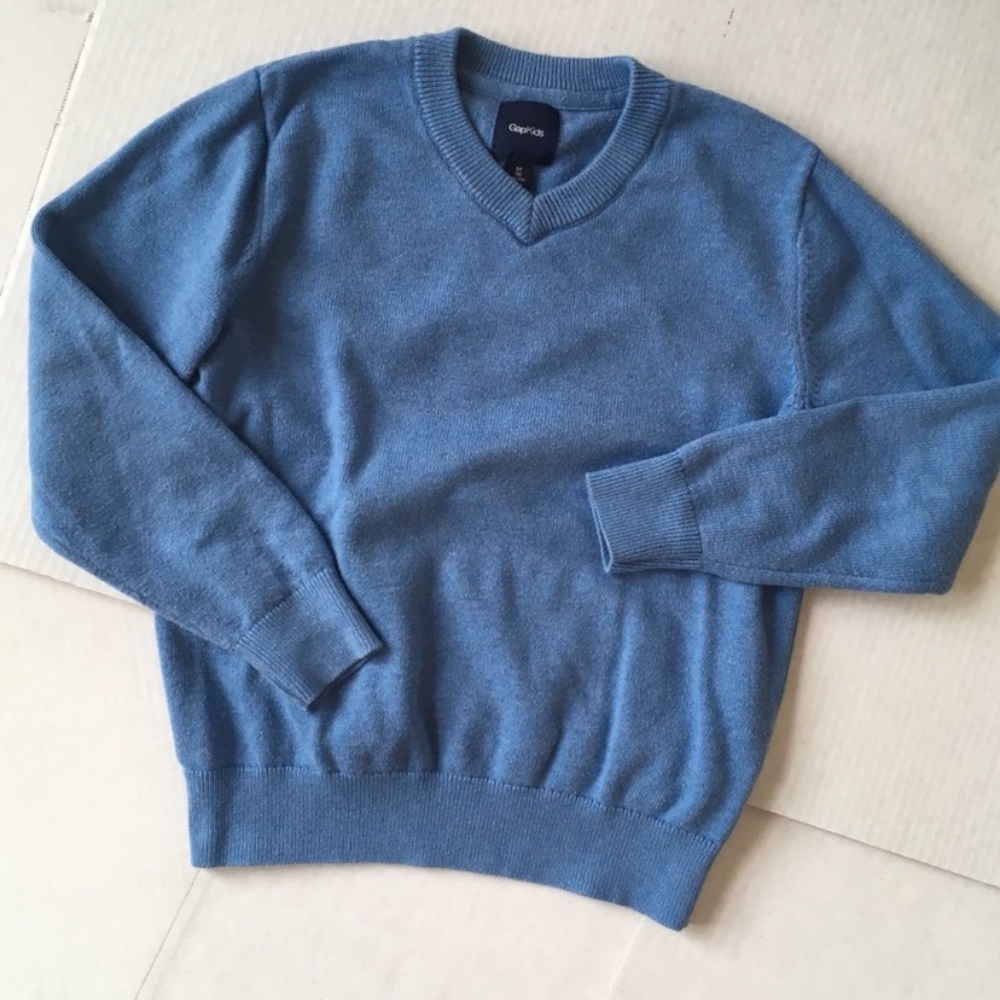 GapKids V Neck Cotton Blend Sweater Blue Medium/8
